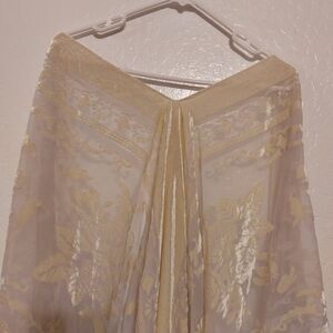 Free People Nightbird Burnout Kimono Champagne Velvet with Tassels one size